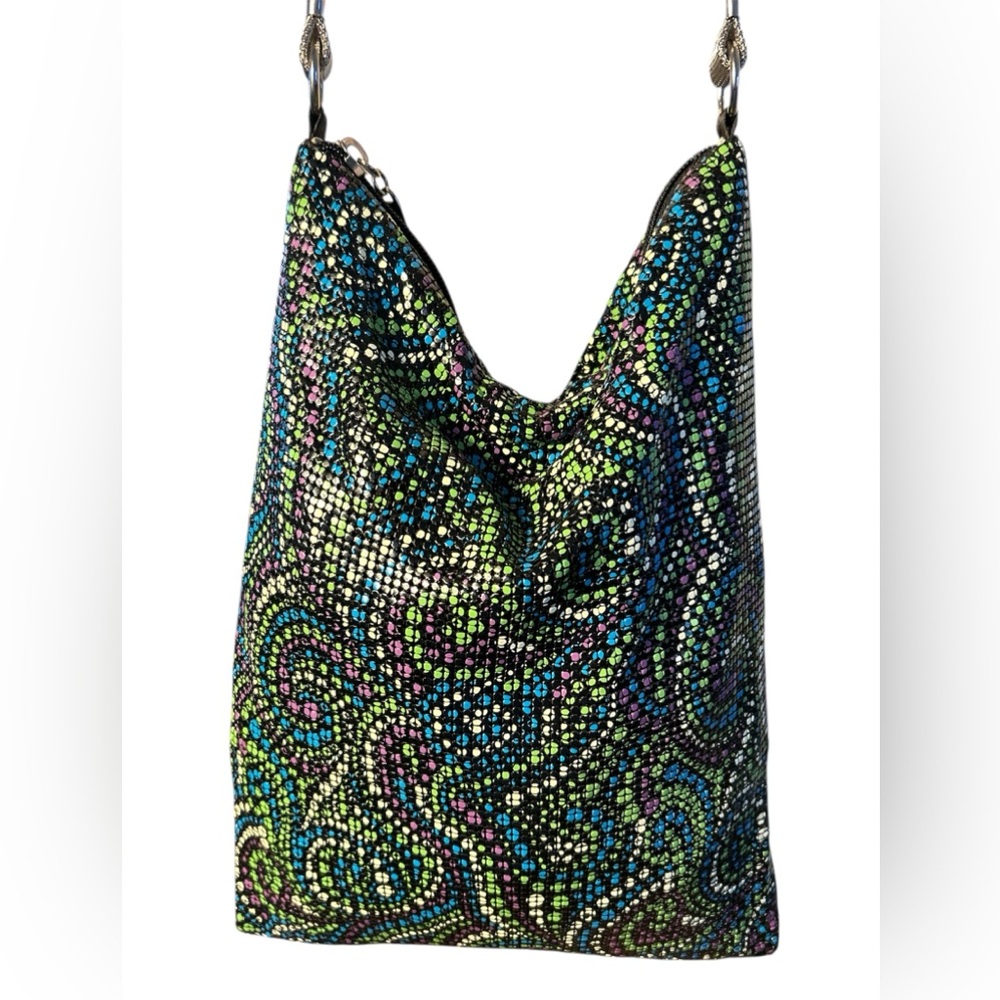 Whiting & Davis enamel mesh multicolored slouchy shoulder bag